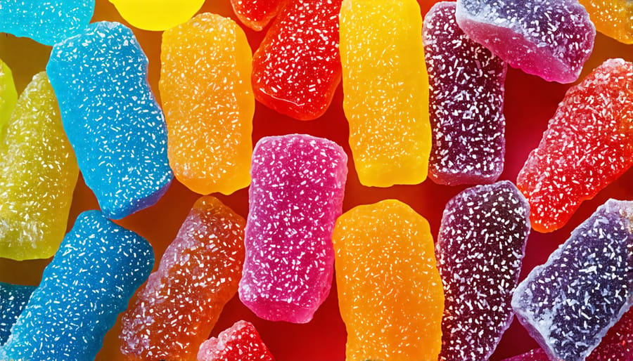 Assorted freeze dried candies with vibrant colors and textures.