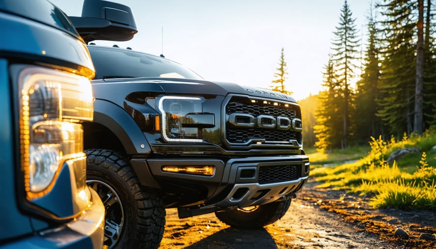 Family with vehicle at scenic overlook in Northwestern Ontario wilderness