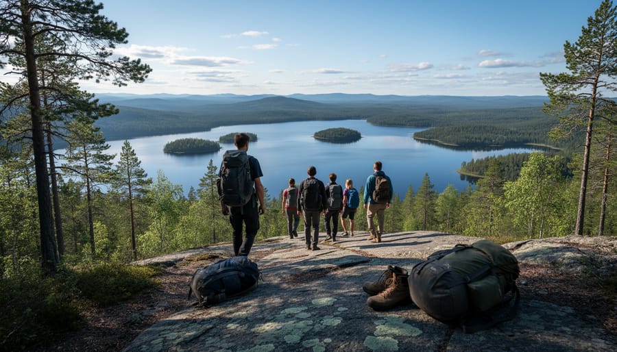 View from the Dryden Trail looking toward a northern lake and forest treeline